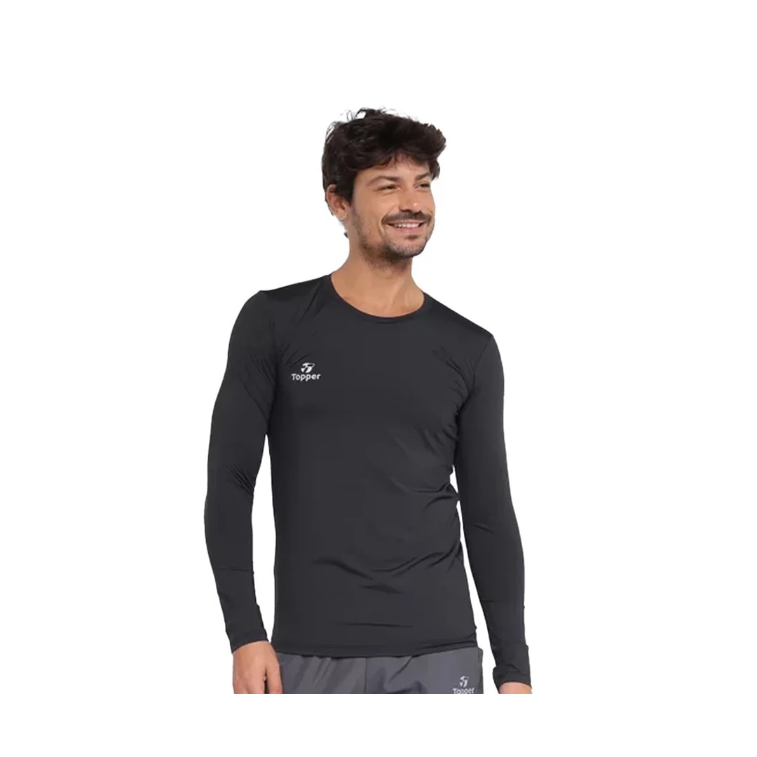 Camiseta Topper Manga Longa Uv50 Regular Fit 4323083 Preto Camiseta Topper Manga Longa Uv50 Regular Fit 4323083 Preto