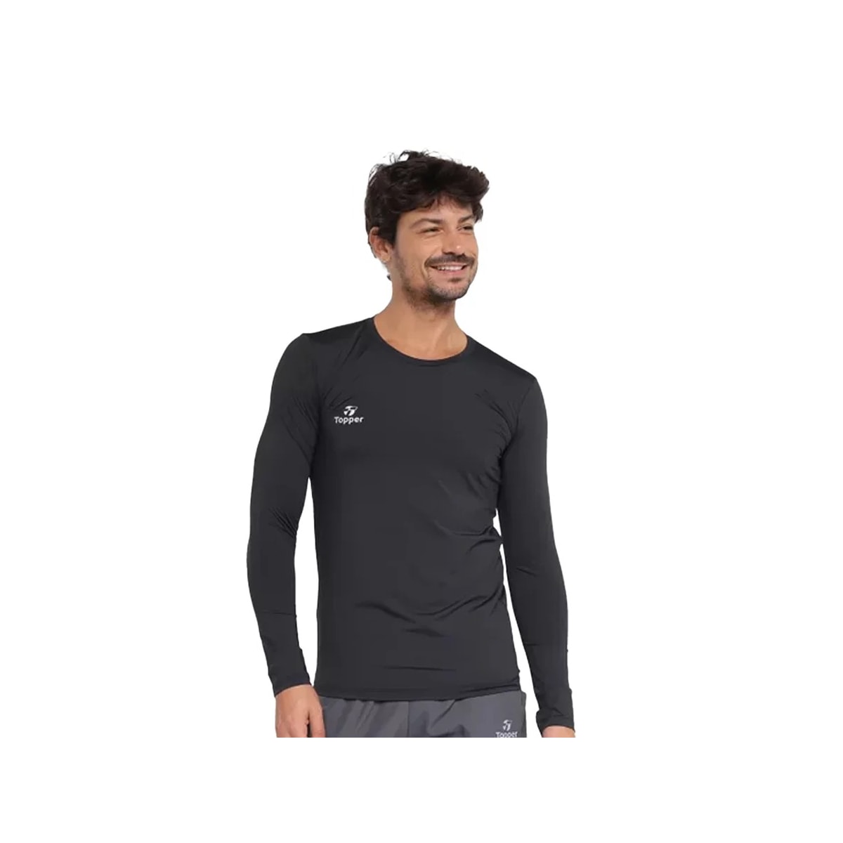 Camiseta Topper Manga Longa Uv50 Regular Fit 4323083 Preto Camiseta Topper Manga Longa Uv50 Regular Fit 4323083 Preto