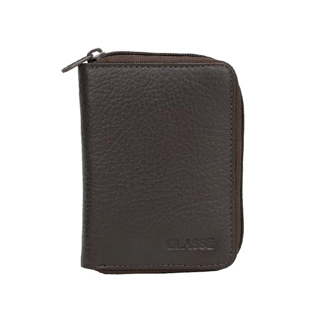 Carteira Classe Com Ziper Masculina De Couro M250 Cafe