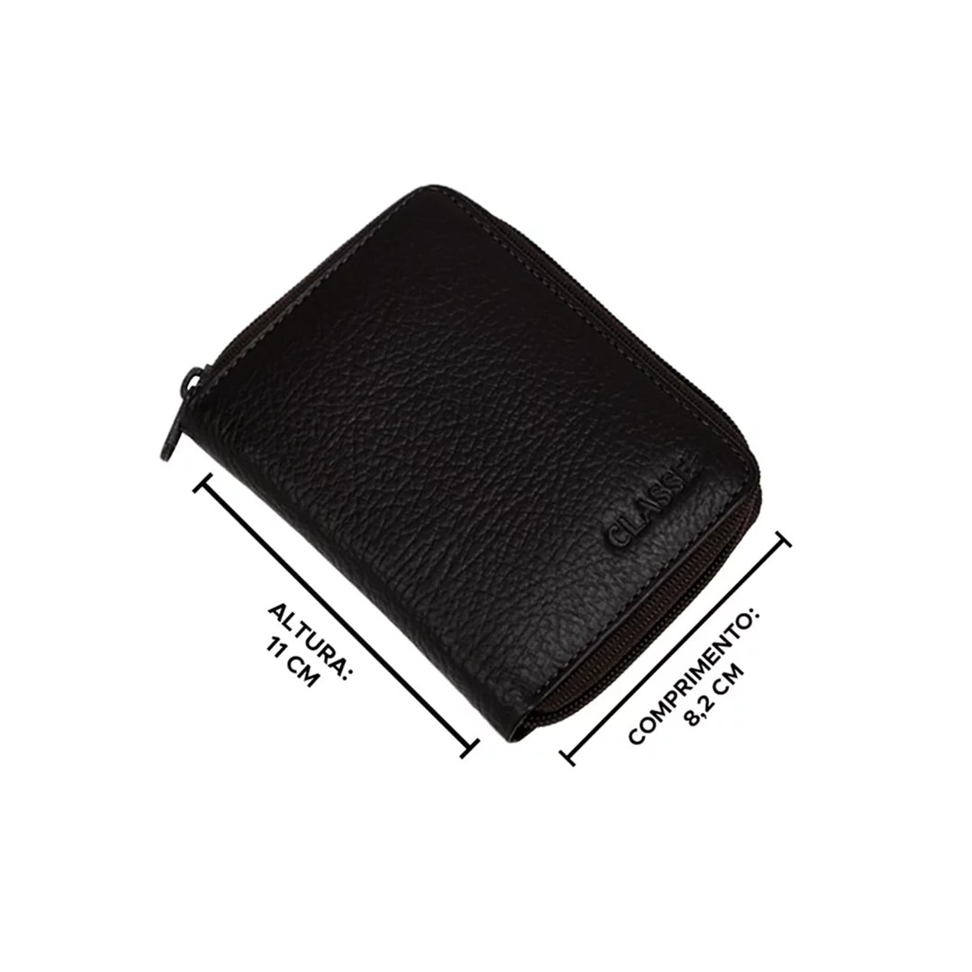 Carteira Classe Com Ziper Masculina De Couro M250 Preto Carteira Classe Com Ziper Masculina De Couro M250 Preto