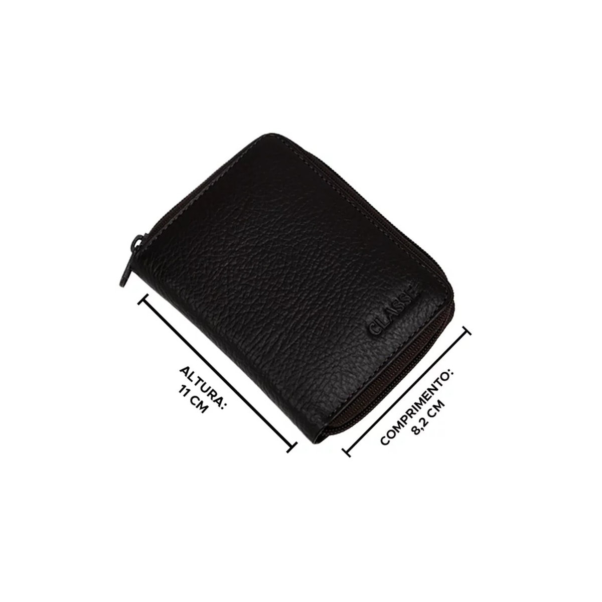 Carteira Classe Com Ziper Masculina De Couro M250 Preto Carteira Classe Com Ziper Masculina De Couro M250 Preto