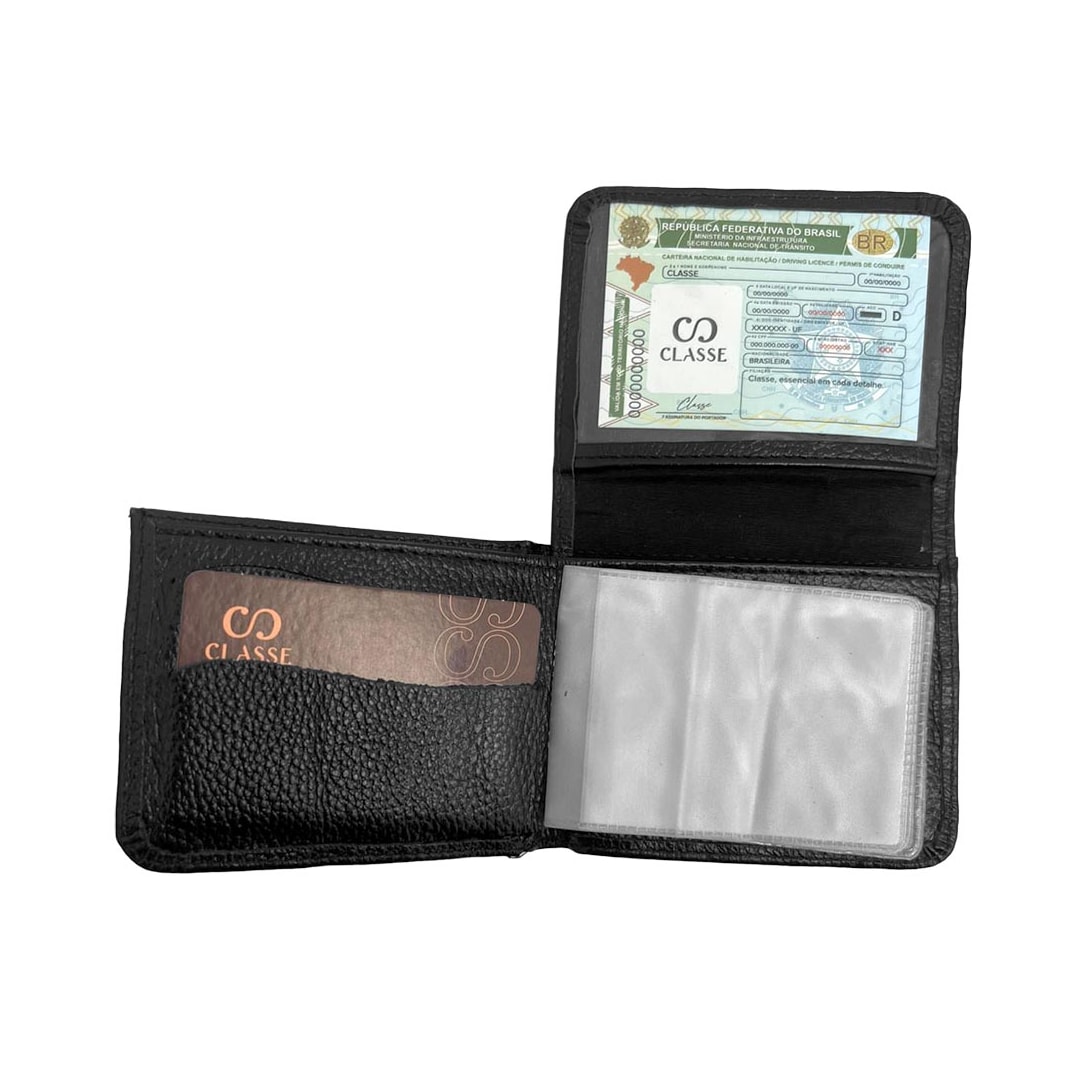 Carteira Classe Couro 040-0 Preto