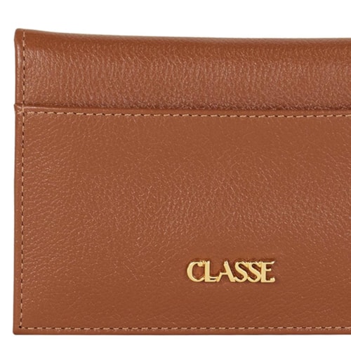 Detalhe - Carteira Classe Feminina Couro F429 Nocciola