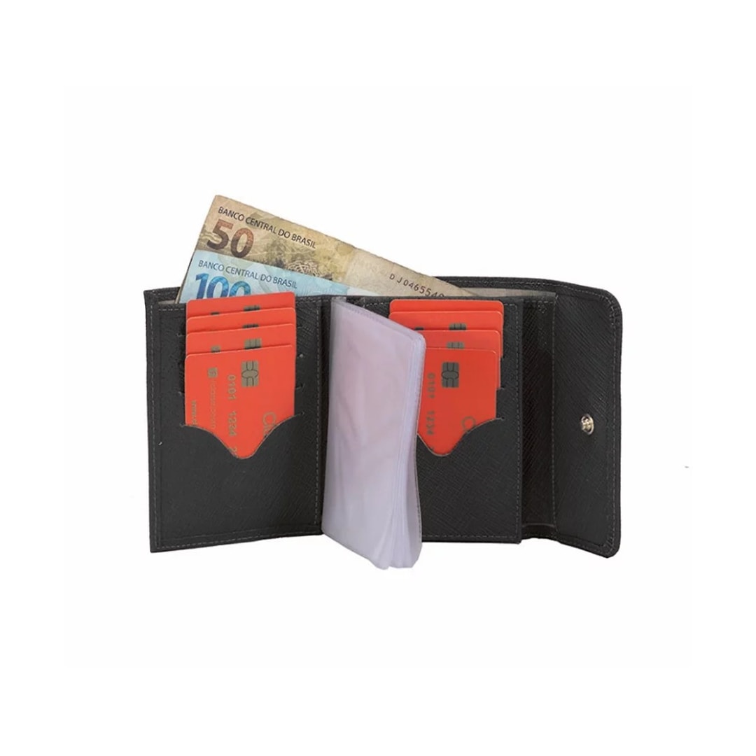 Carteira Classe Feminina de Couro F3120 Preto Carteira Classe Feminina de Couro F3120 Preto