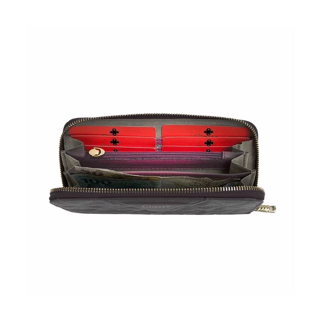 Carteira Classe Feminina de Couro F352 Preto