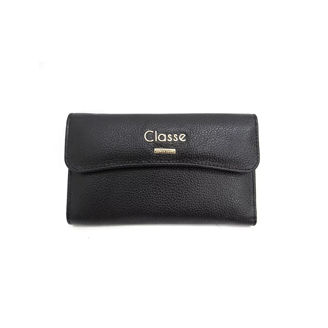 Carteira Classe Feminina de Couro F365 Preto