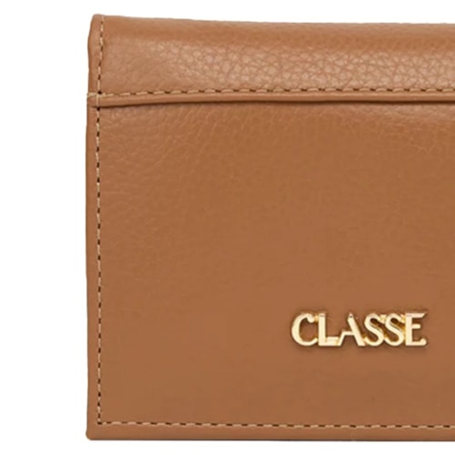 Detalhe - Carteira Classe Feminina Slim De Couro F217 Nocciola