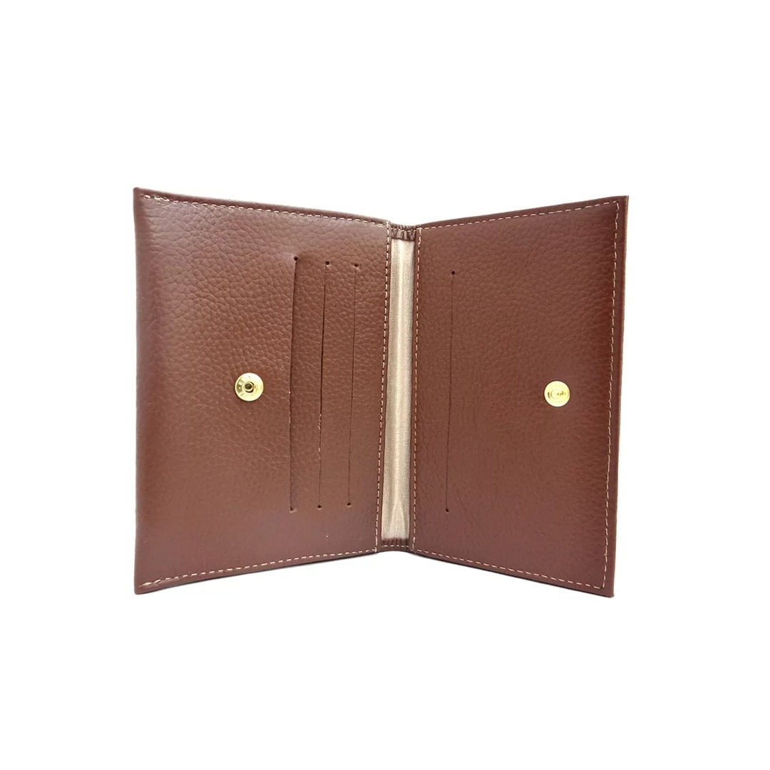 Carteira Classe Feminina Slim De Couro F392 Castor