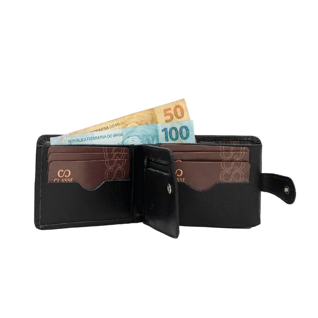 Carteira Classe Masculina 434 Preto/Preto Carteira Classe Masculina 434 Preto/Preto