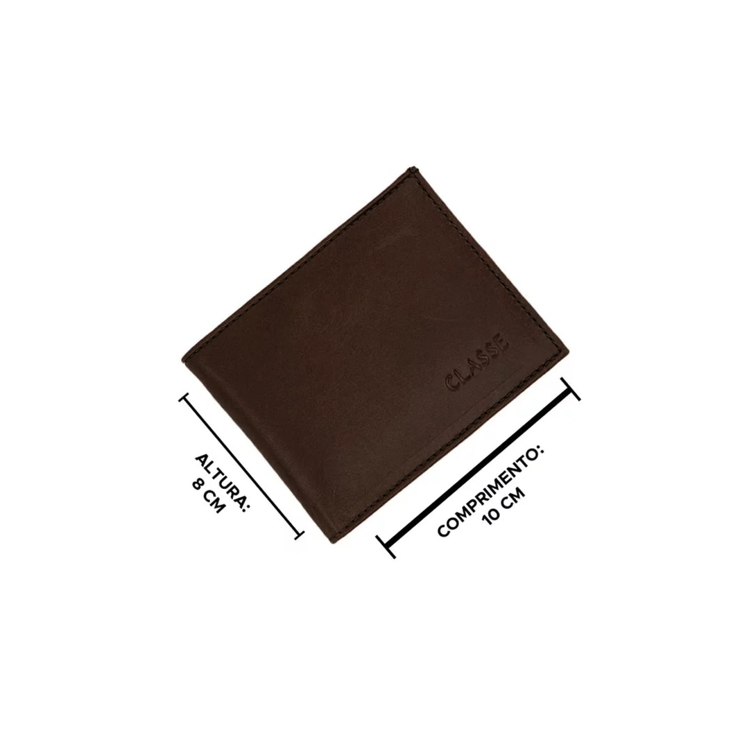 Carteira Classe Masculina Slim De Couro 197 Brown