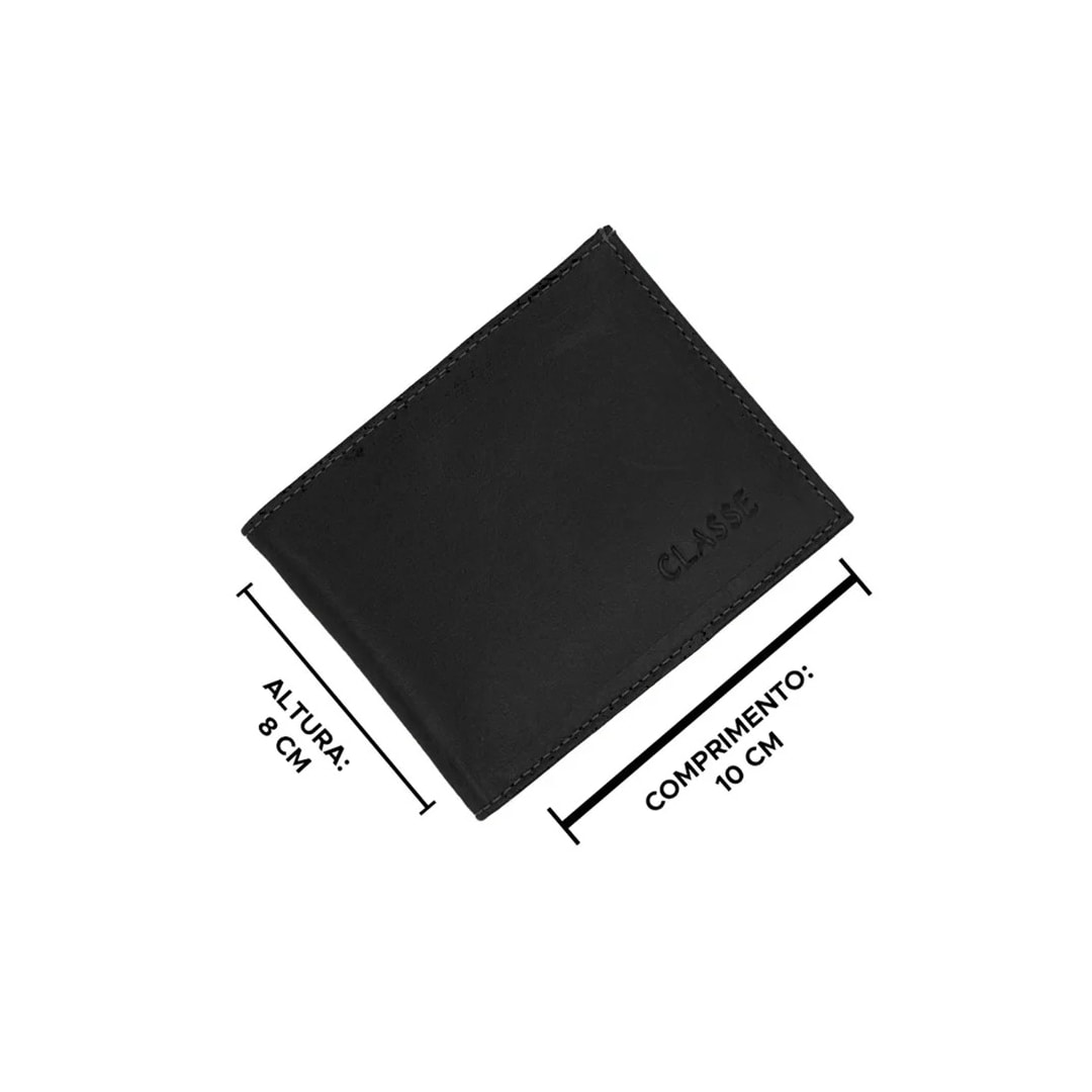 Carteira Classe Masculina Slim De Couro 197 Preto