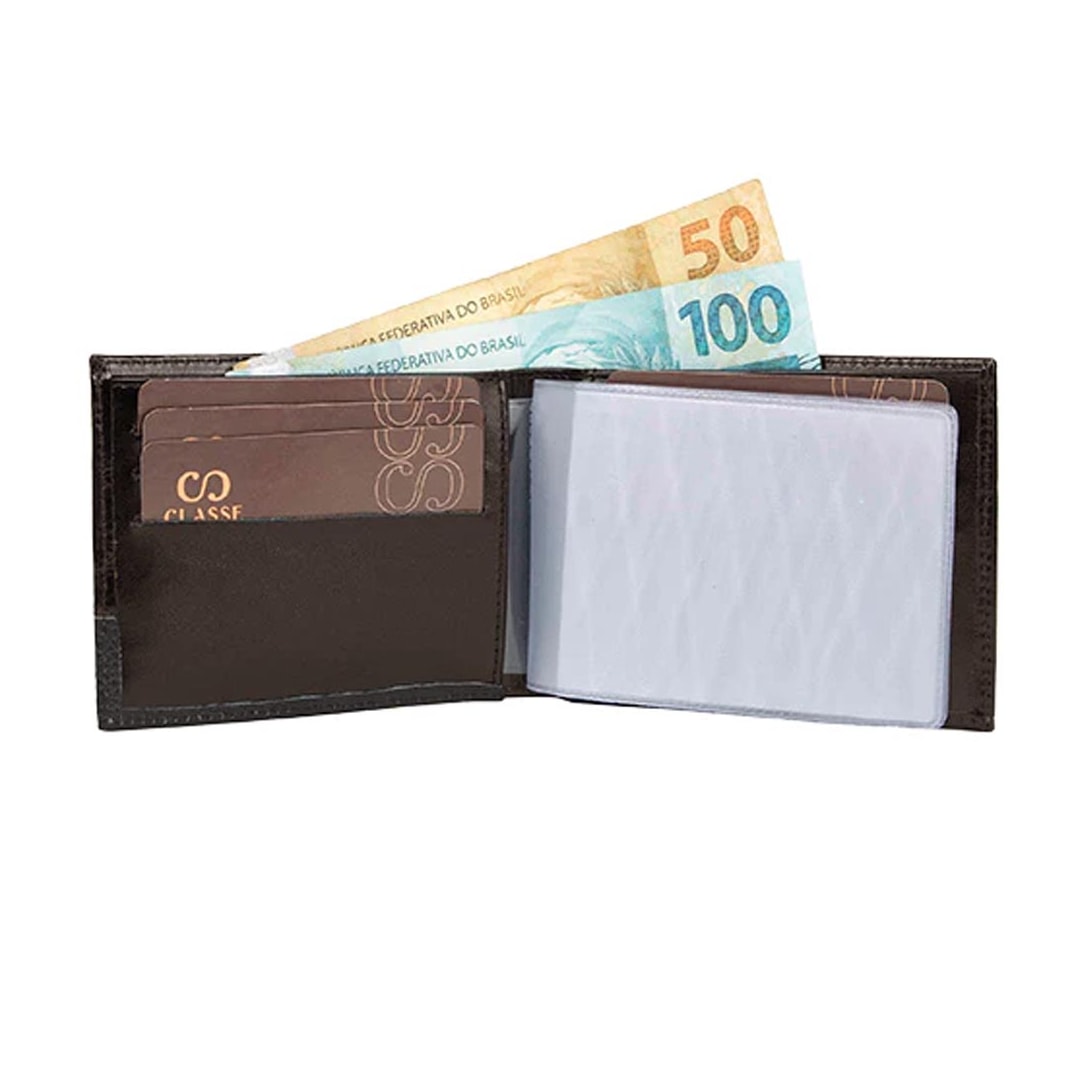 Carteira Classe Masculina Social De Couro M104-1 Brown/Cafe Carteira Classe Masculina Social De Couro M104-1 Brown/Cafe