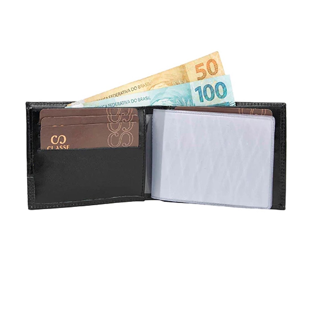 Carteira Classe Masculina Social De Couro M104-1 Preto Carteira Classe Masculina Social De Couro M104-1 Preto