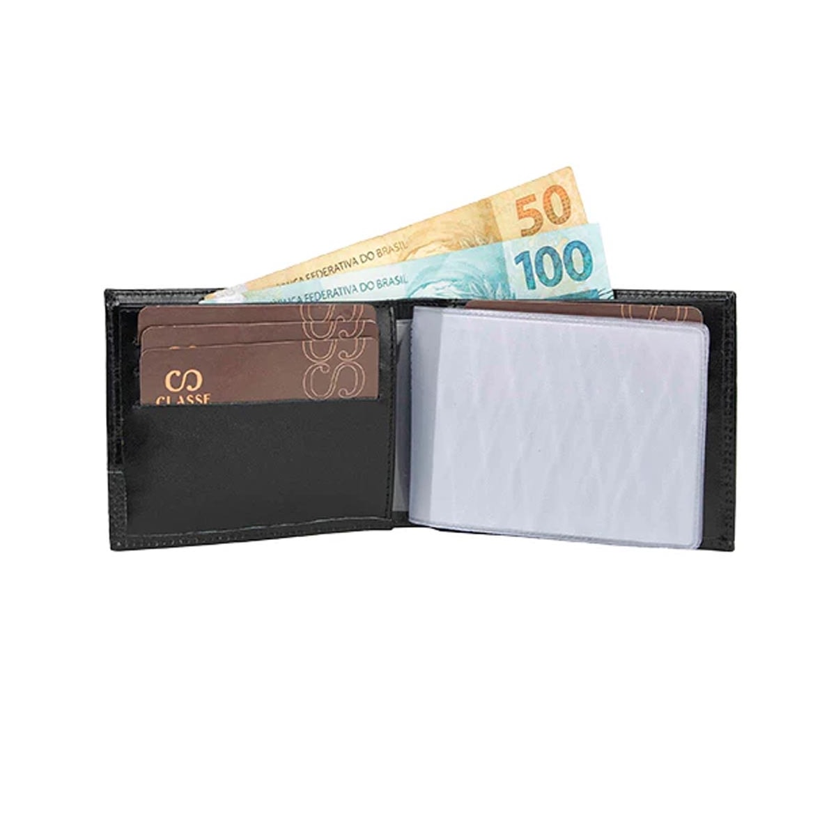 Carteira Classe Masculina Social De Couro M104-1 Preto Carteira Classe Masculina Social De Couro M104-1 Preto
