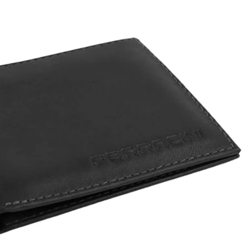 Detalhe - Carteira Ferracini de Couro Masculina Cfb032 Lex Preto