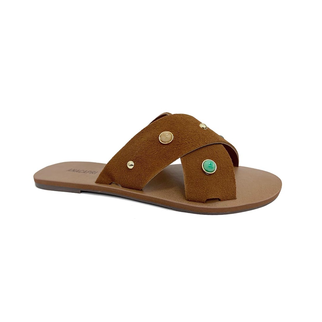 Chinelo Anacapri Rasteira Gáspea C30014 Marrom/Cuoio