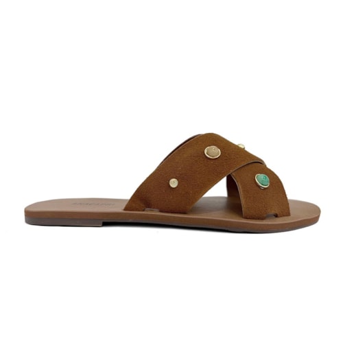 Detalhe - Chinelo Anacapri Rasteira Gáspea C30014 Marrom/Cuoio