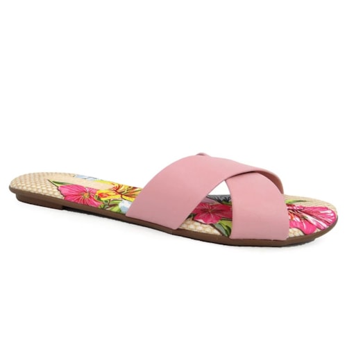 Chinelo Beira Rio Rasteira 8237.284 Rosa/Multi Color