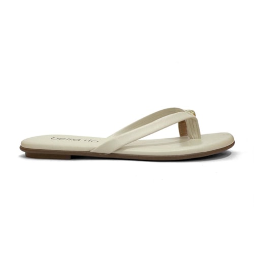 Detalhe - Chinelo Beira Rio Rasteira De Dedo 8384.767 Branco Off