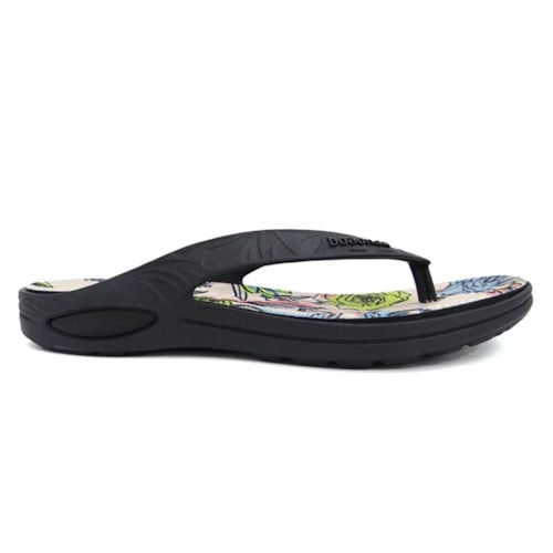 Chinelo Boa Onda Lily 1319-225 Preto/Floral Pop