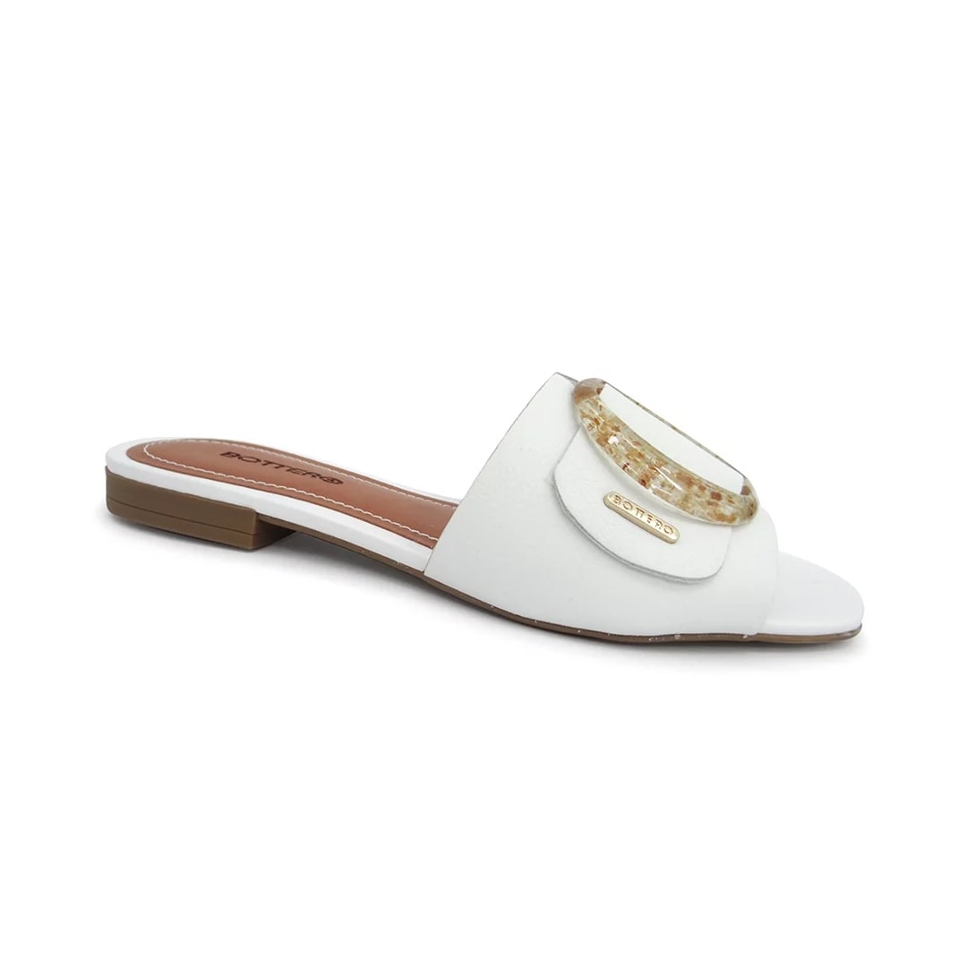 Chinelo Bottero Rasteira Couro Feminina 323114 Branco