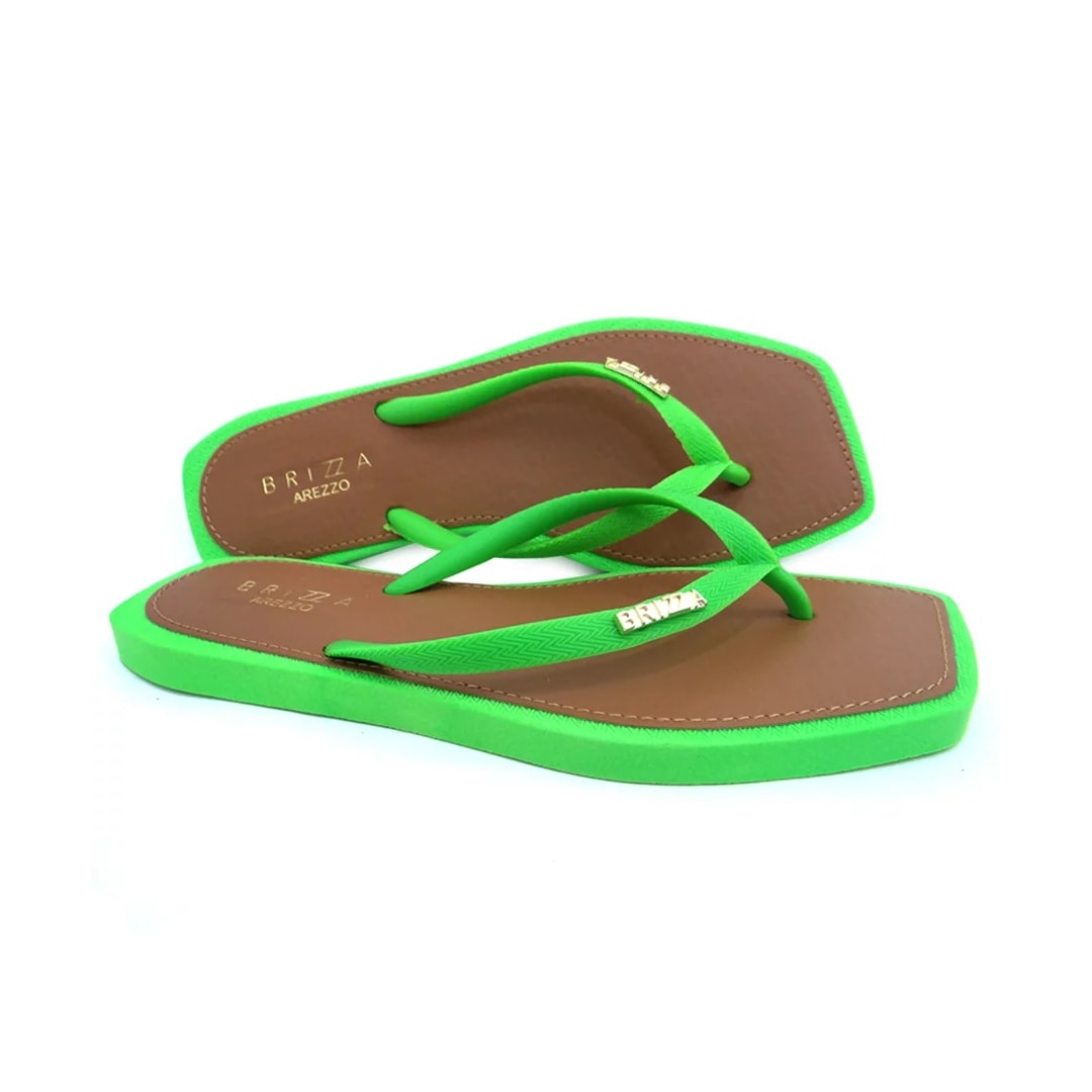 Chinelo Brizza By Arezzo Square Z 19027 Green Fluor Chinelo Brizza By Arezzo Square Z 19027 Green Fluor