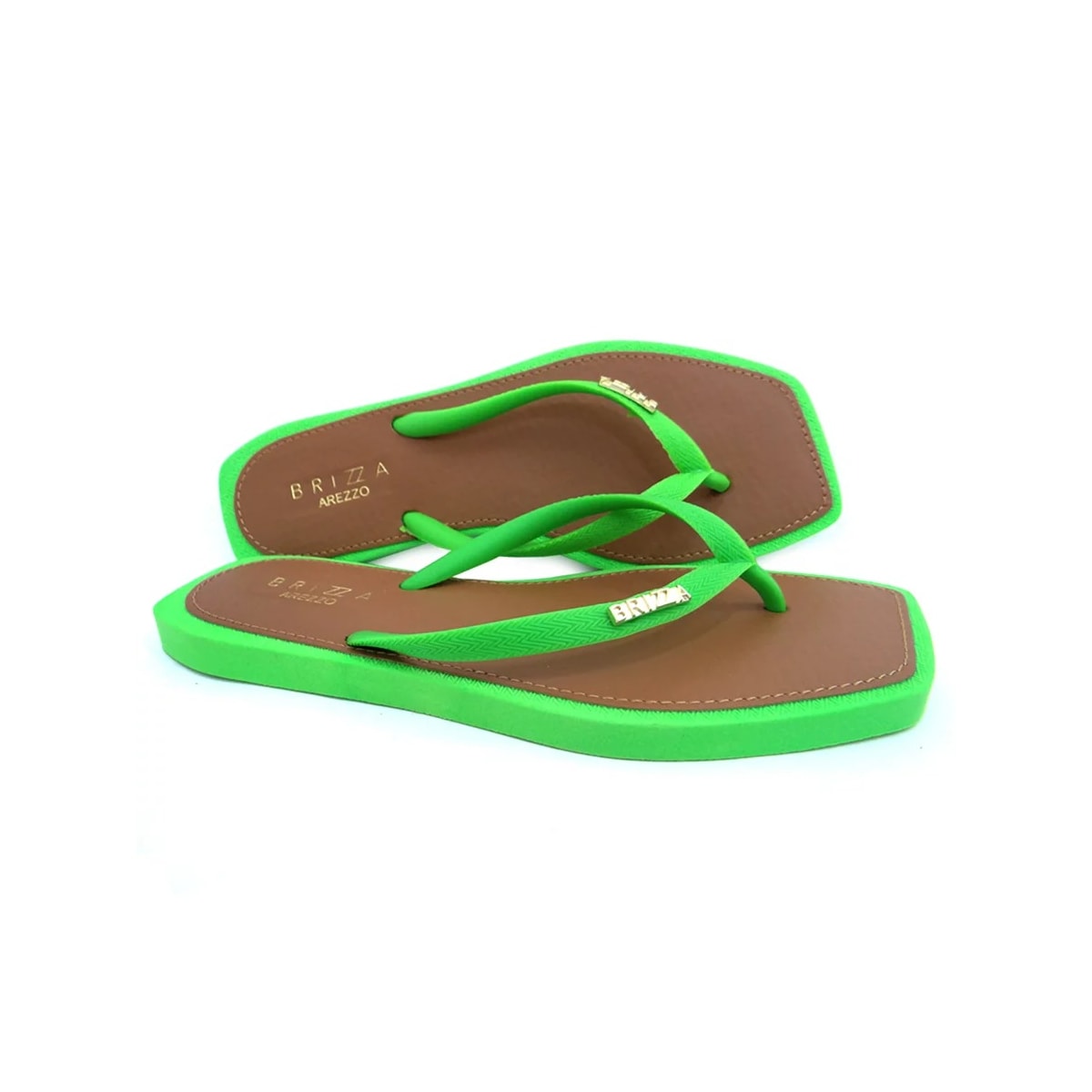 Chinelo Brizza By Arezzo Square Z 19027 Green Fluor Chinelo Brizza By Arezzo Square Z 19027 Green Fluor