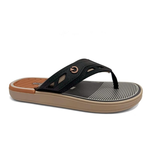 Chinelo Cartago Infantil Dallas Dedo 12216 Bege/Preto/Marrom