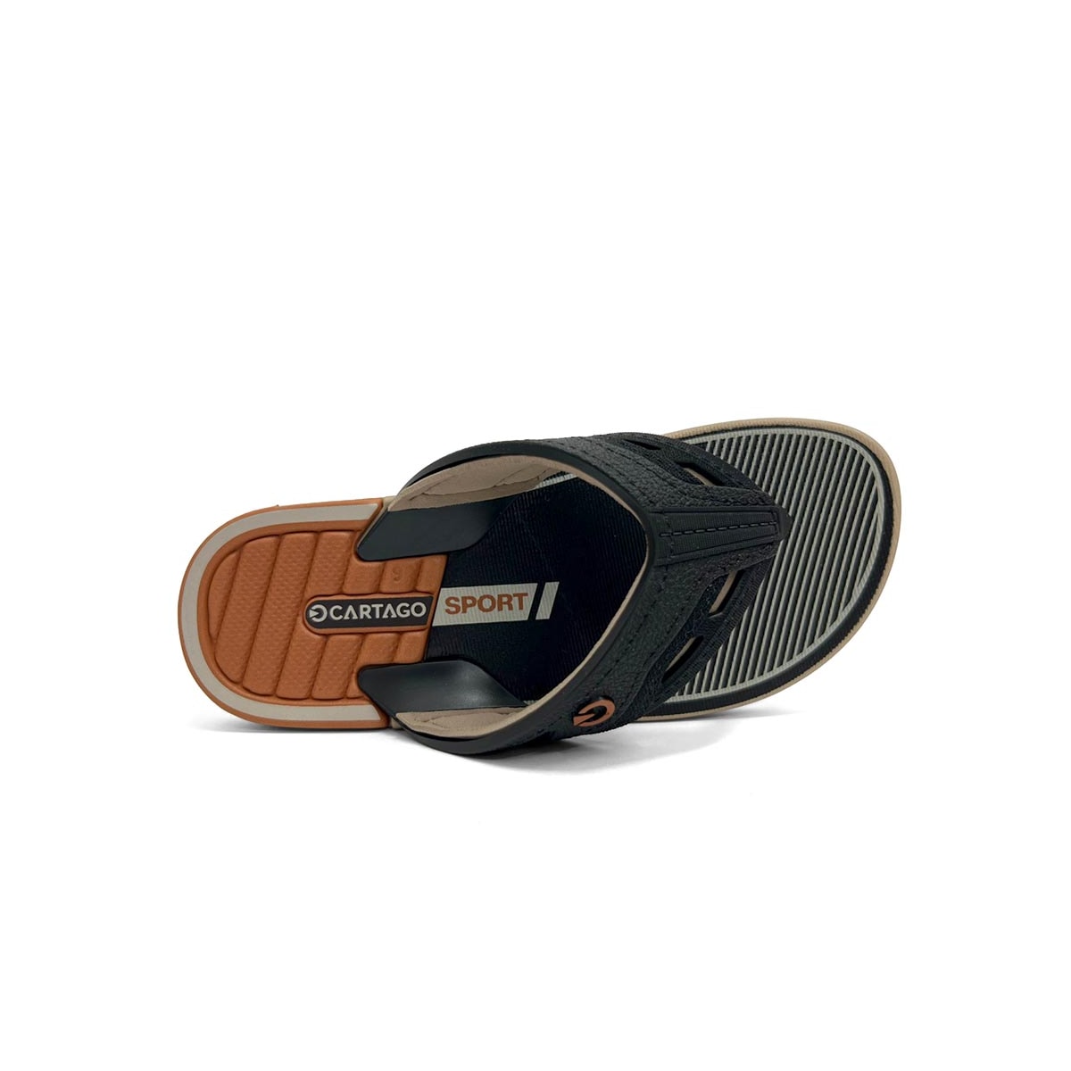 Chinelo Cartago Infantil Dallas Dedo 12216 Bege/Preto/Marrom