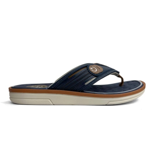 Detalhe - Chinelo Cartago Masculino De Dedo Lyon IV 12531 Bege/Azul