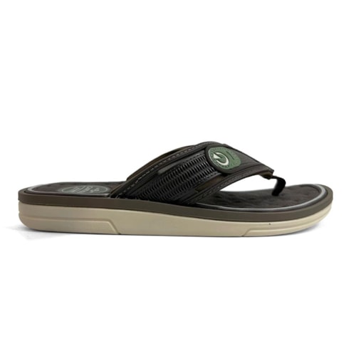 Detalhe - Chinelo Cartago Masculino De Dedo Lyon Iv 12531 Bege/Marrom
