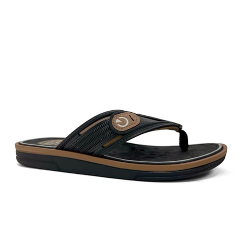 Chinelo Cartago Masculino De Dedo Lyon IV 12531 Preto/Castor