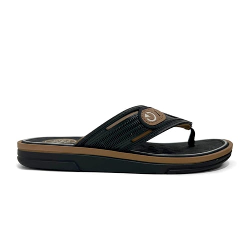 Detalhe - Chinelo Cartago Masculino De Dedo Lyon IV 12531 Preto/Castor