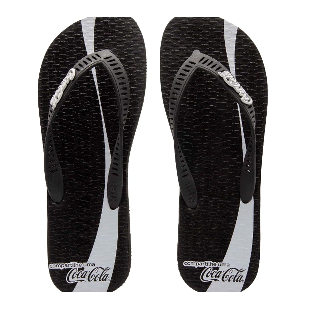 Chinelo Coca Cola Masculino Share A Coke Preto/Branco Chinelo Coca Cola Masculino Share A Coke Preto/Branco