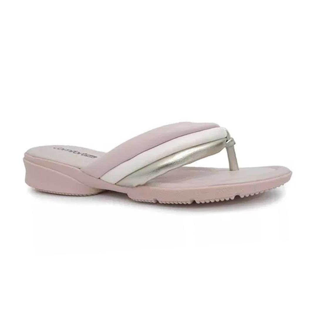 Chinelo Comfortflex Conforto 22-81402 Marfim/Ouro