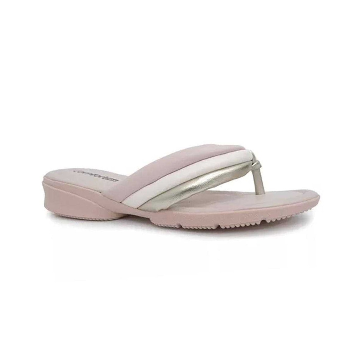 Chinelo Comfortflex Conforto 22-81402 Marfim/Ouro Chinelo Comfortflex Conforto 22-81402 Marfim/Ouro