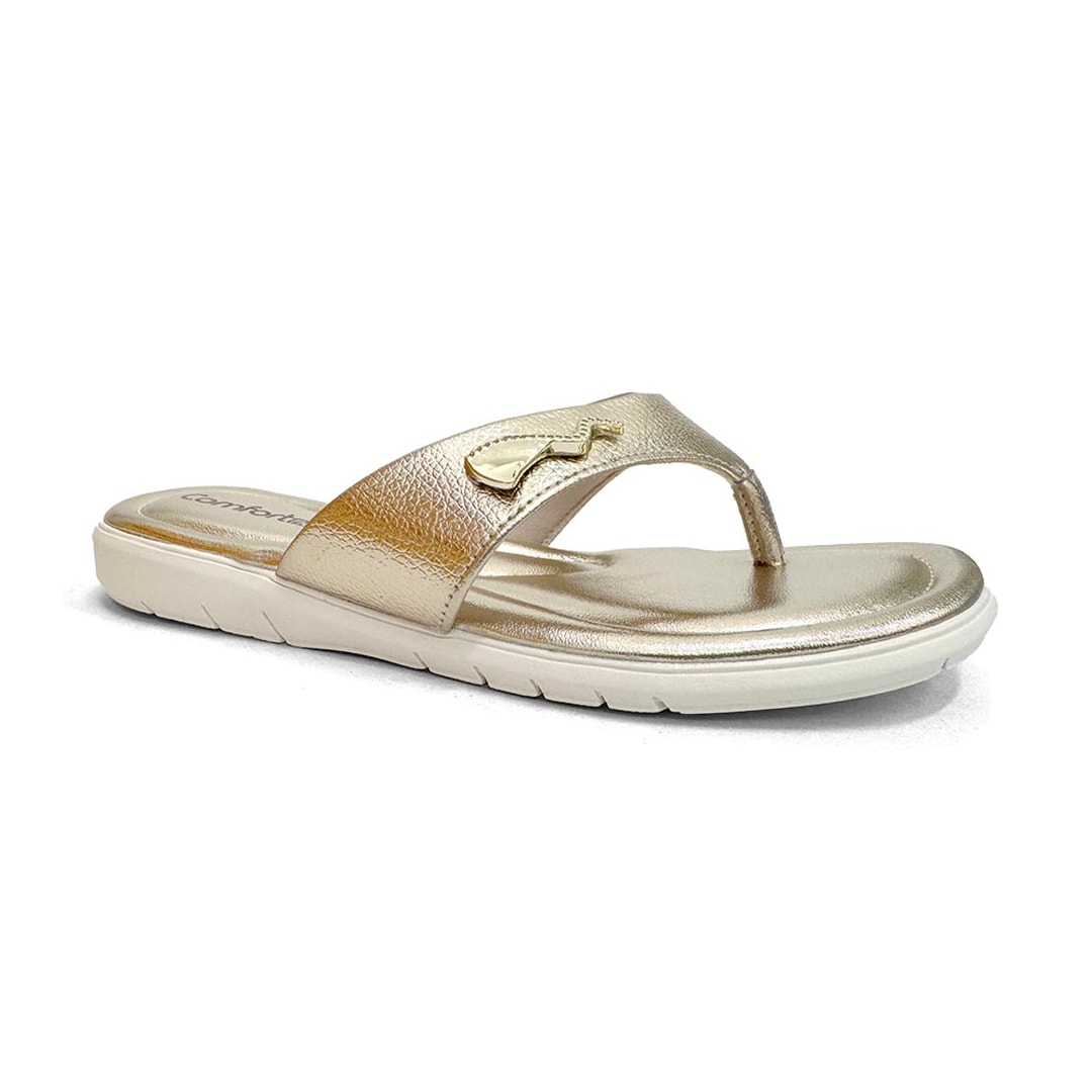 Chinelo Comfortflex De Dedo 24-68401 Ouro