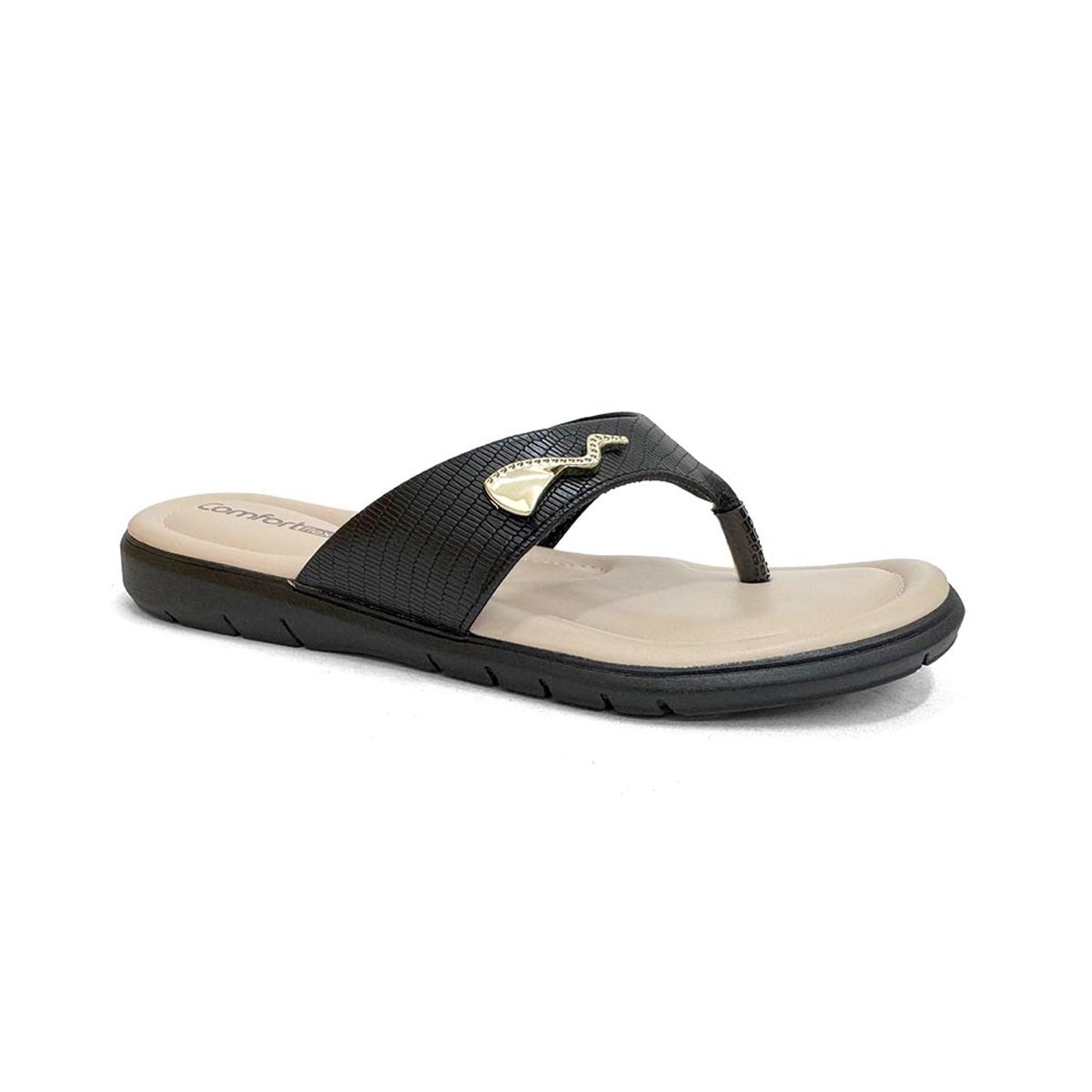 Chinelo Comfortflex De Dedo 24-68401 Preto