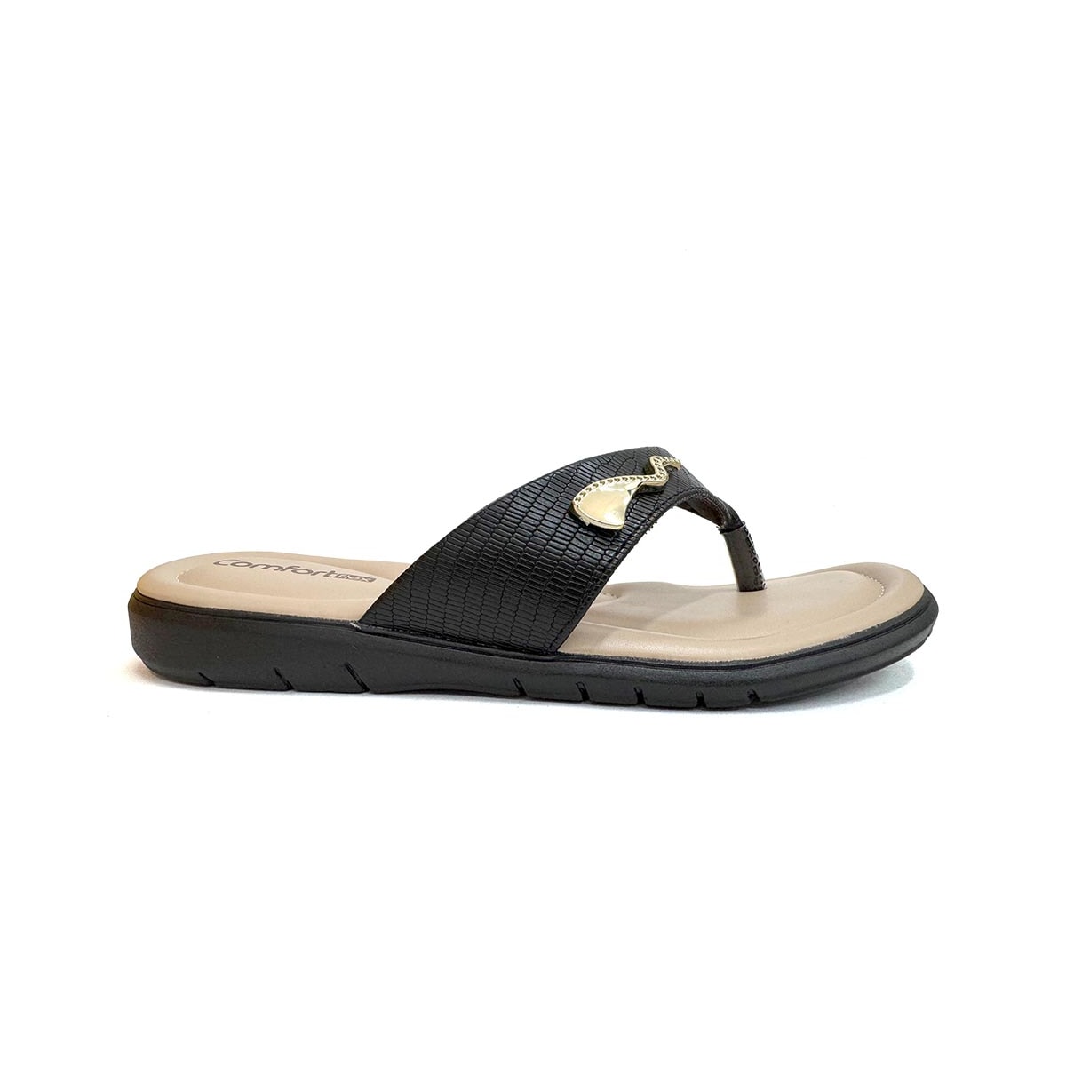 Chinelo Comfortflex De Dedo 24-68401 Preto
