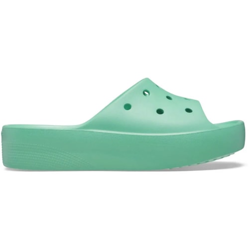 Detalhe - Chinelo Crocs Classic Platform Slide 208180 Jade Stone