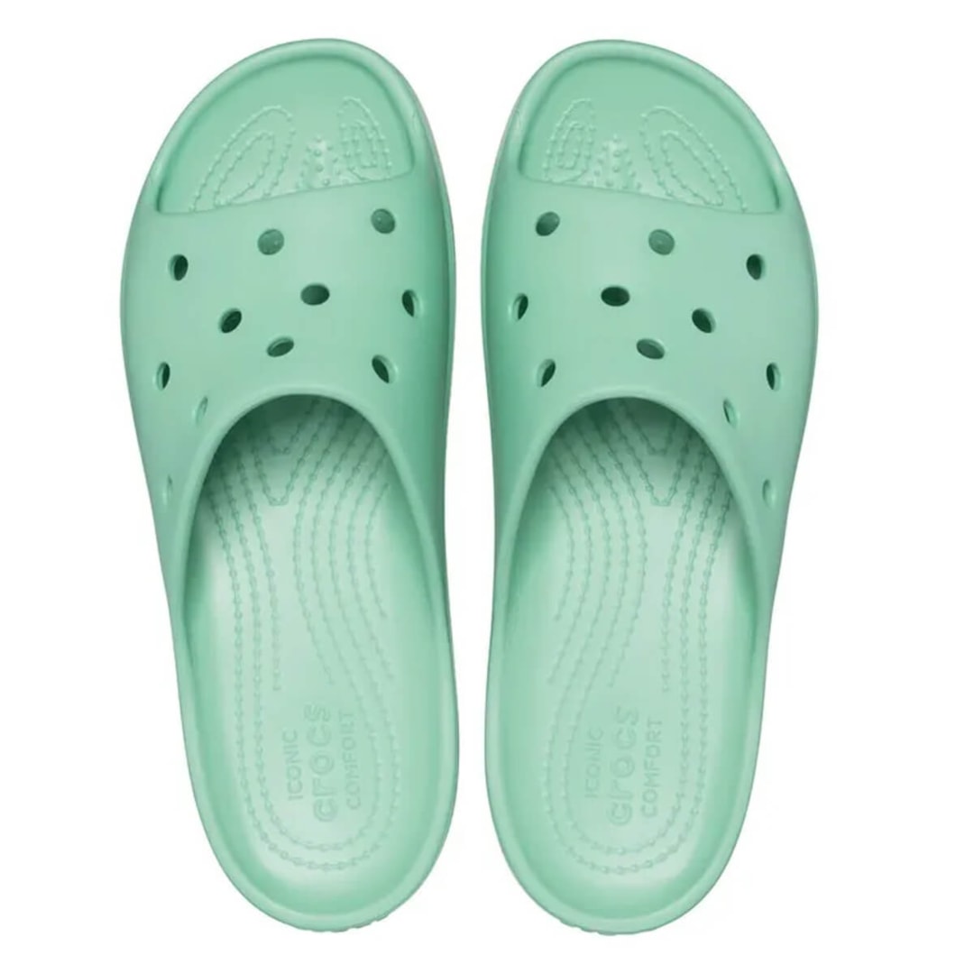 Chinelo Crocs Classic Platform Slide 208180 Jade Stone