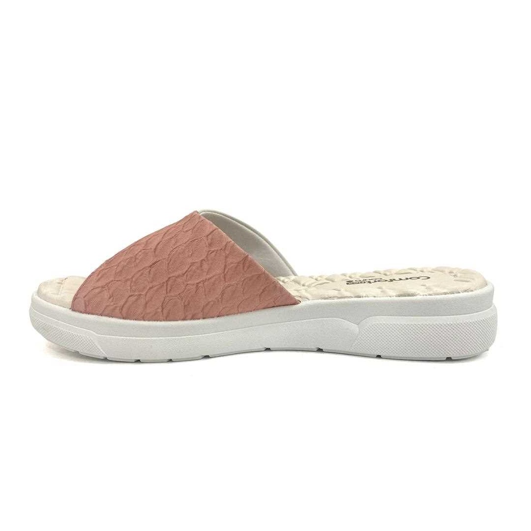 Chinelo De Couro Comfortflex 24-44321 Off White/Coral