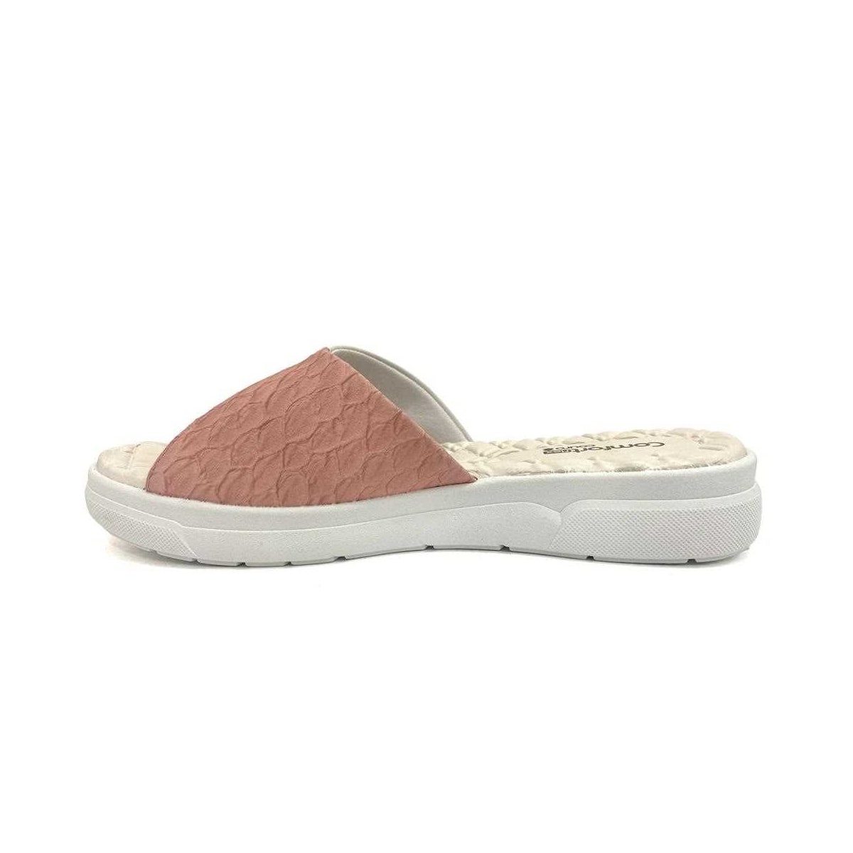 Chinelo De Couro Comfortflex 24-44321 Off White/Coral Chinelo De Couro Comfortflex 24-44321 Off White/Coral