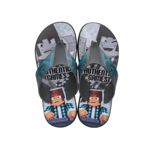 Chinelo Grendene Authentic Games Menino 22536 Grafite/Cinza