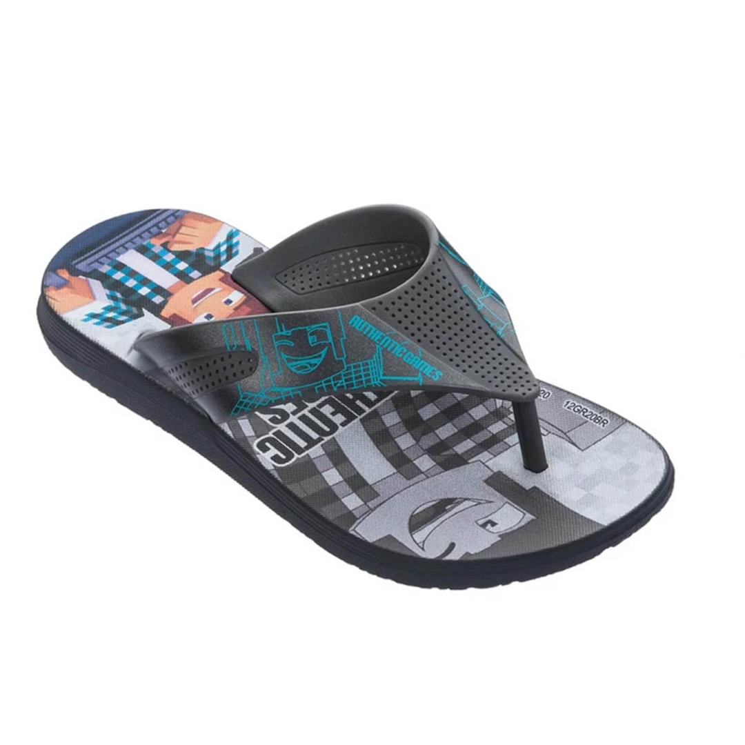 Chinelo Grendene Authentic Games Menino 22536 Grafite/Cinza