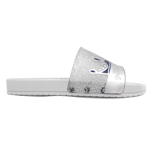 Detalhe - Chinelo Grendene Disney Princesas Surprise 22730 Cinza/Prata
