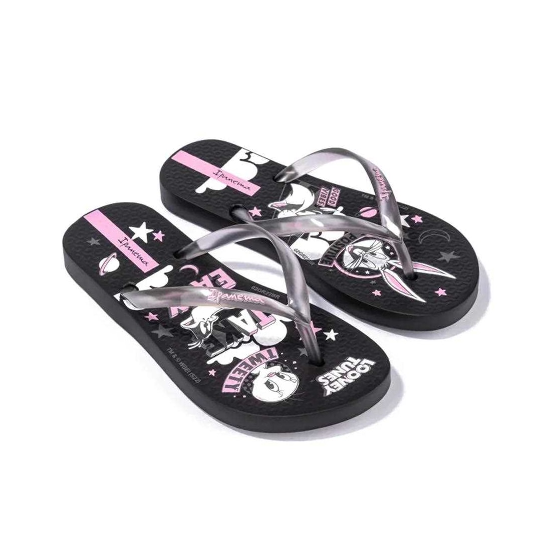 Chinelo Grendene Infantil Kids 26900 Preto/Branco/Rose Chinelo Grendene Infantil Kids 26900 Preto/Branco/Rose