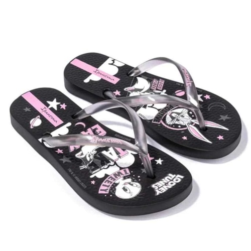 Chinelo Grendene Infantil Kids 26900 Preto/Branco/Rose