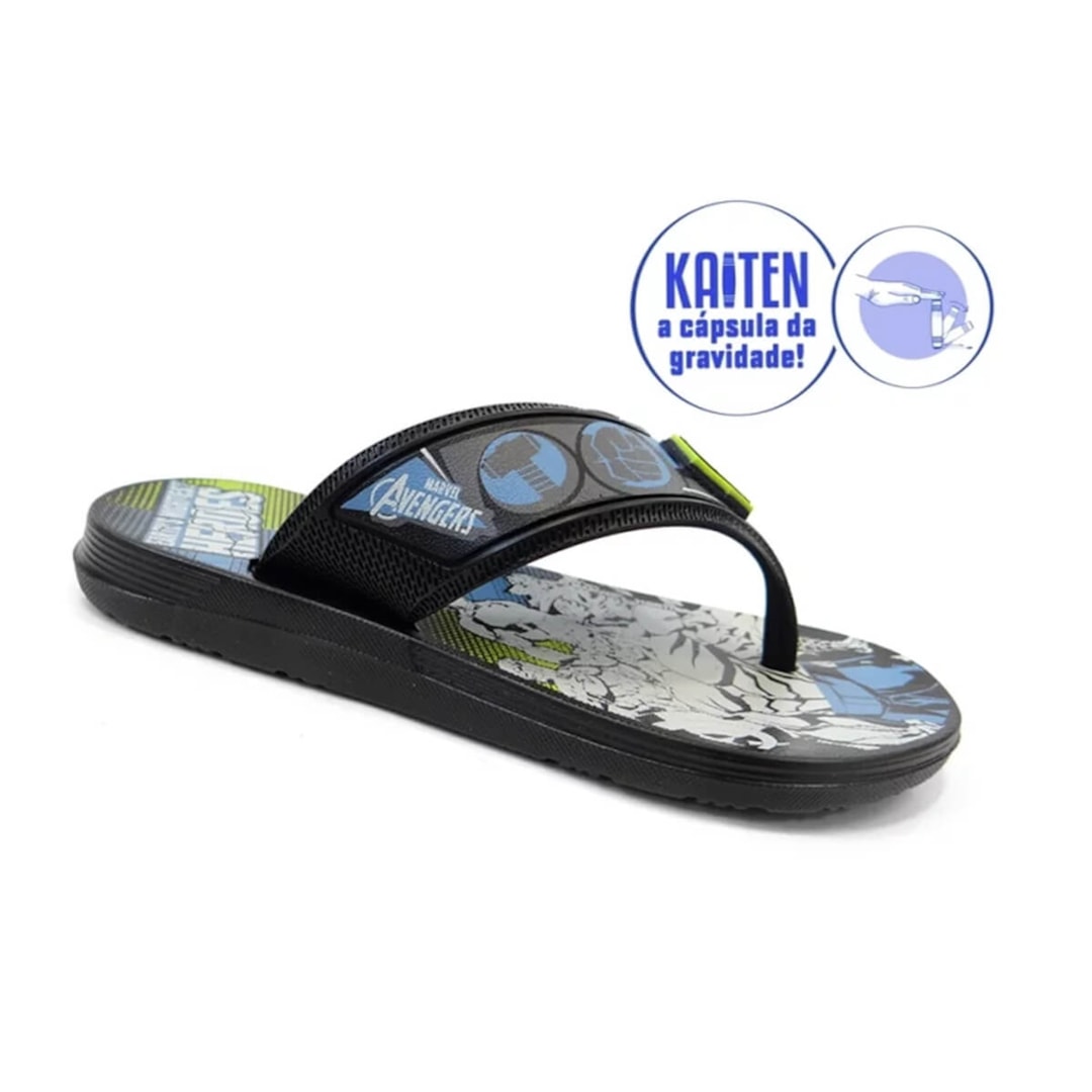 Chinelo Grendene Kids Menino 21816 Preto/Azul/Cinza