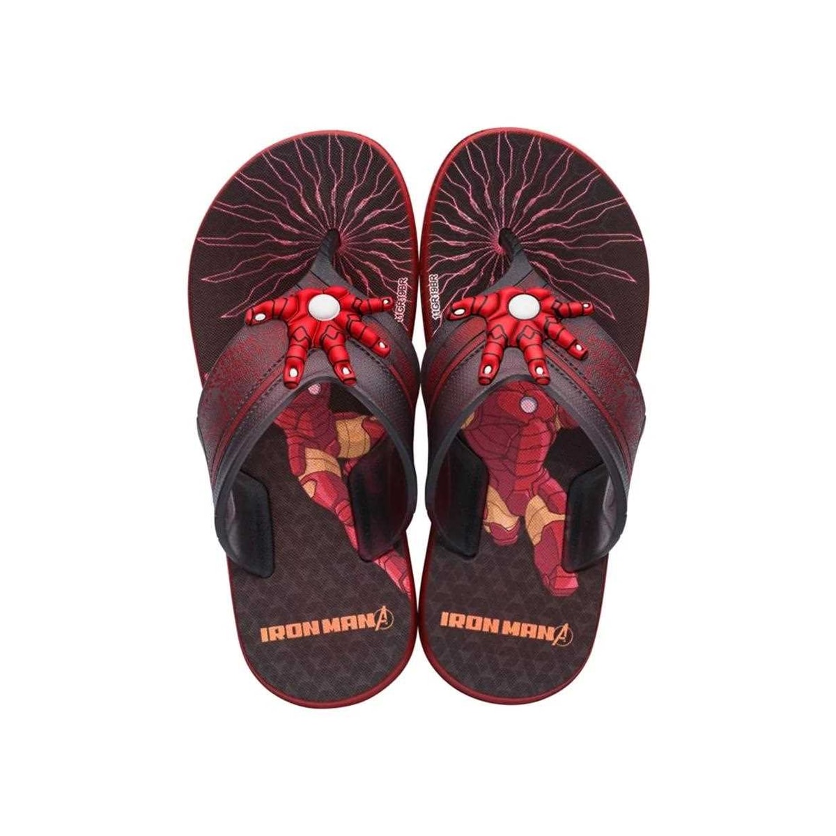 Chinelo Grendene Marvel Icons Super Flop Menino 22273 Vermelho/Fume/Preto